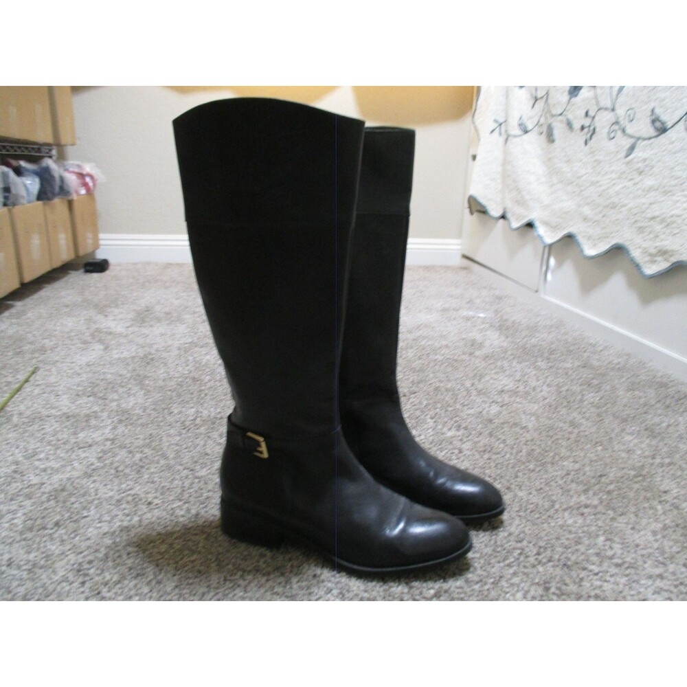 Ralph Lauren MadisenLeather Almond Toe Knee High Boots Size 10B Black